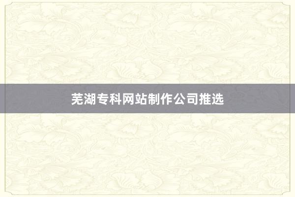 芜湖专科网站制作公司推选